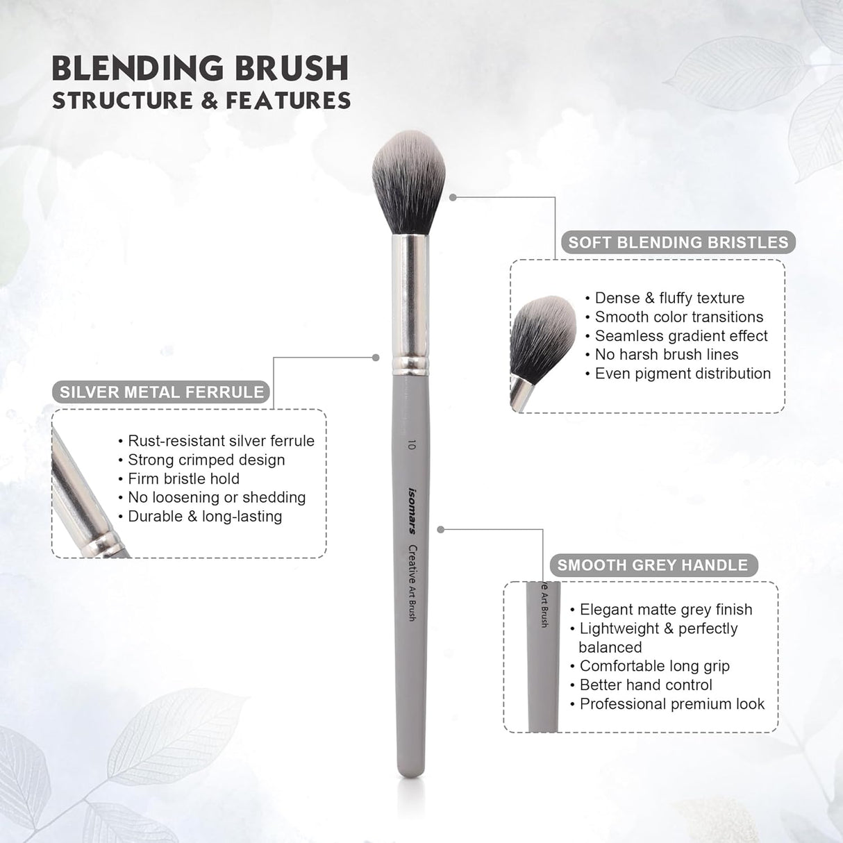 Isomars Creative - Blendng Brush - Round - Set of 6 - Artist Quality Brushes