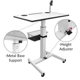 Isomars Airlift Made in India Multipurpose Height Adjustable 'SIT & Stand Laptop Table' with Foot Lever for Breakfast, Online Classes, Other Activities with Large Table Top (White)