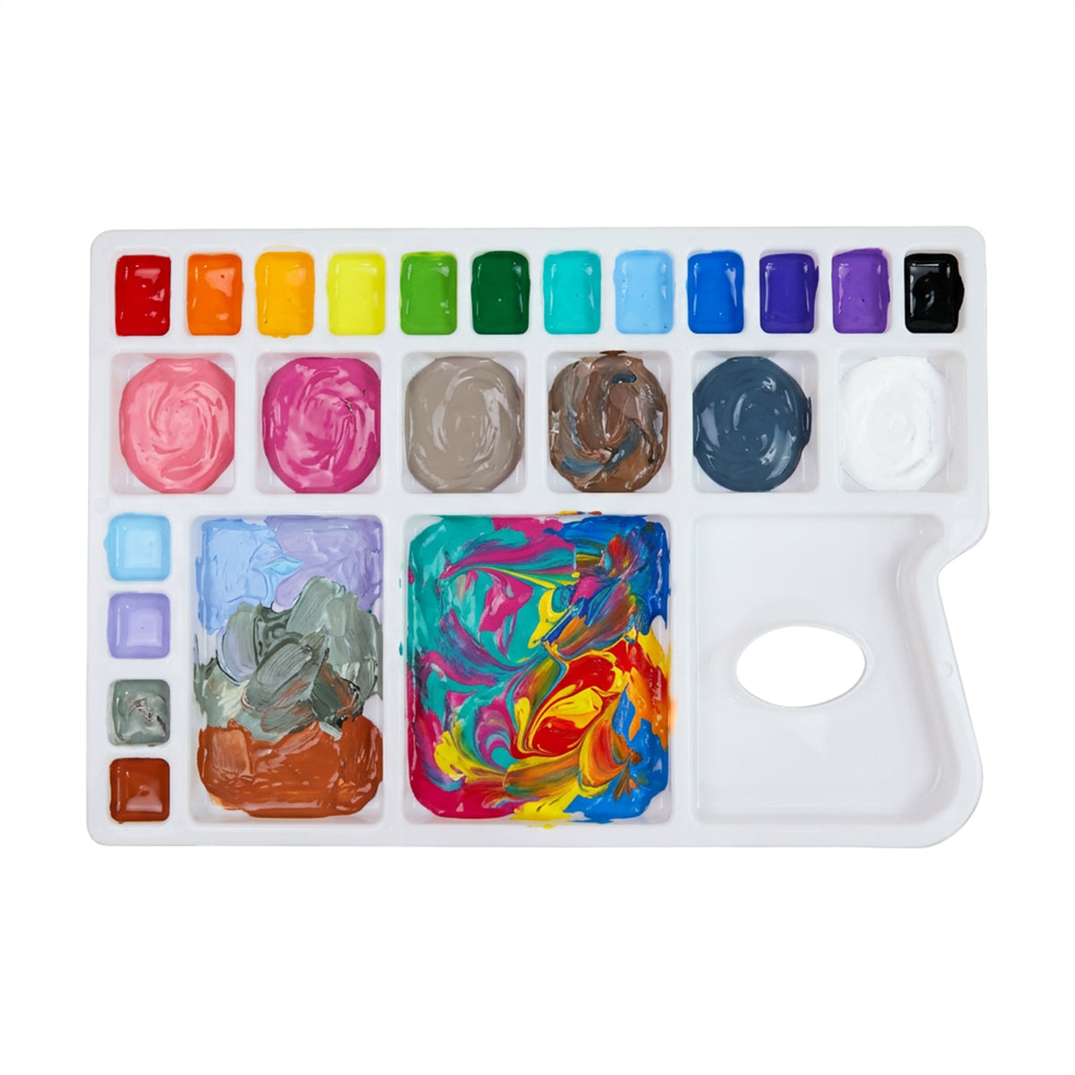 Color Mixing Palette & Round Paint Brushes