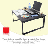 ISOMARS Extra Big Floor Desk Laptop Study Table for Work from Home, Online Classes, Card Games and Kid's Activities (Black - Extra Large)