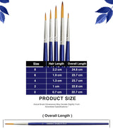 Isomars Estudio Round Paint Brush Set of 5 – Professional Synthetic Round Artist Brushes for Fine Detailing, Line Work & Blending | Long Handle Art Brushes