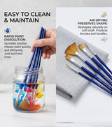 Isomars Estudio Art Brush Set of 5 | Professional Synthetic Long Handle Paint Brushes for Acrylic, Watercolor & Oil Painting | Flat, Fan, Oval, Round & Detail Artist Brushes for Blending, Shading & Fine Detailing