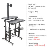 Isomars Desktop & Laptop Multipurpose Table and Adjustable Height & angles, Computer Workstation, Monitor Arm Pipe - Useful for Using Gadgets Like Desktop, Laptop Made In India (Black)