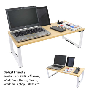Isomars Bed Desk/Floor Desk Laptop Study Table for Work from Home, Online Classes, Card Games and Kid's Activities (Wooden - Large)