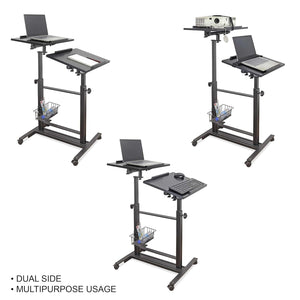 Isomars Sit &Stand 360° 2 Platforms Laptop & Projector User Table Multipurpose Angle Height & 360° Rotation Adjustable Both Side 2 Engineered Wood Board 20" / 50.8 cm x 14" / 35..5 cm (Black)