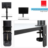 Isomars Monitor Mount Stand Single Screen - Adjustable Height & Angles