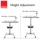 Isomars Airlift Made in India Multipurpose Height Adjustable 'SIT & Stand Laptop Table' with Foot Lever for Breakfast, Online Classes, Other Activities with Large Table Top (White)