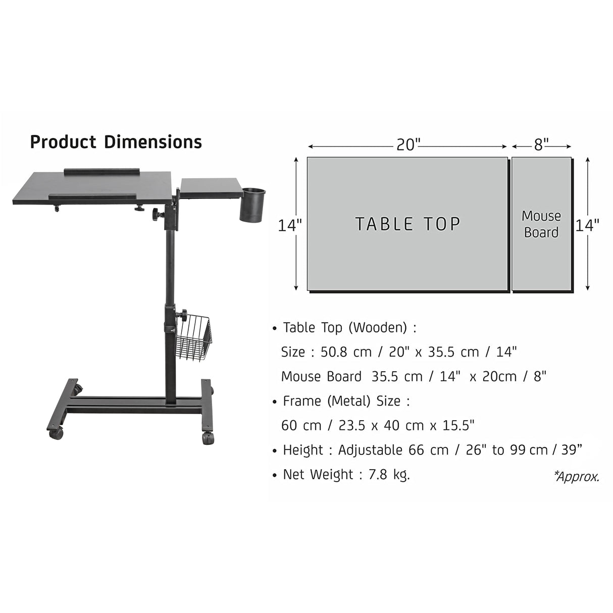 Isomars Multipurpose Study / Laptop Table - LDM3BLACK