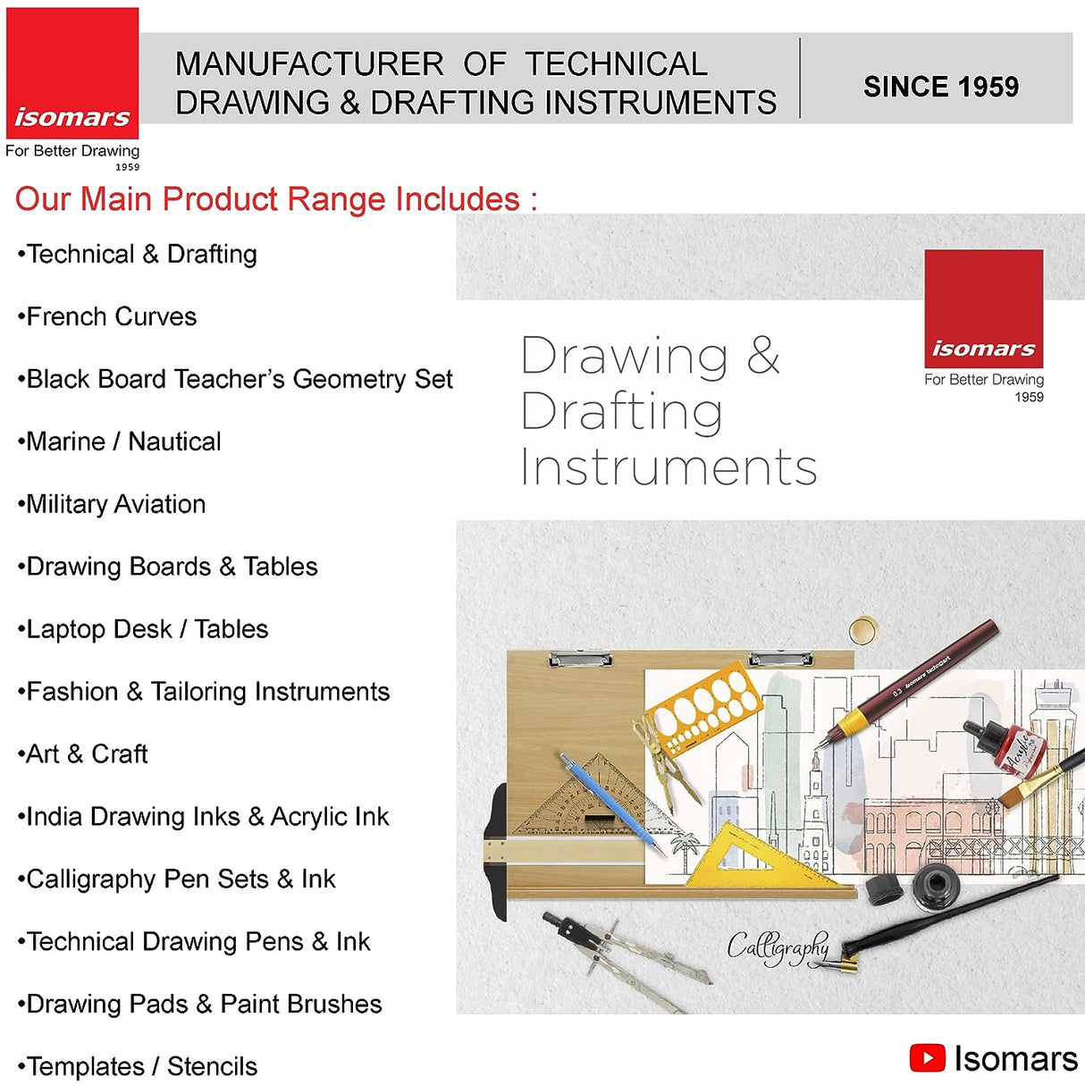 Isomars Drawing Drafting Board Table - Scholar with Parallel Ruler A1 White Laminated Board 25.5"x35" and Drafting Metal Stool Set | Complete Engineer, Draughtsman. Architects Drafting Set