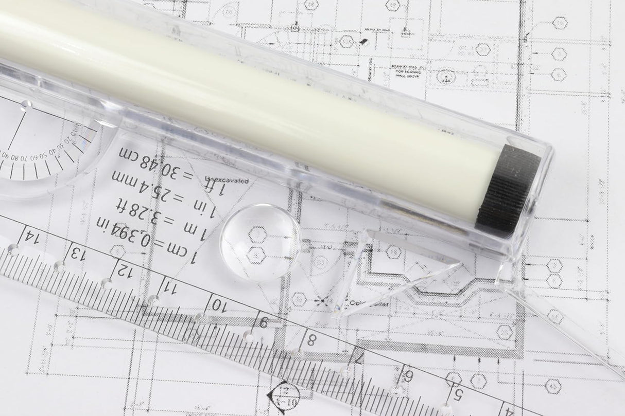 Architecture Engineering Drafting Tool Set with Rolling Scale and Transparent Templates
