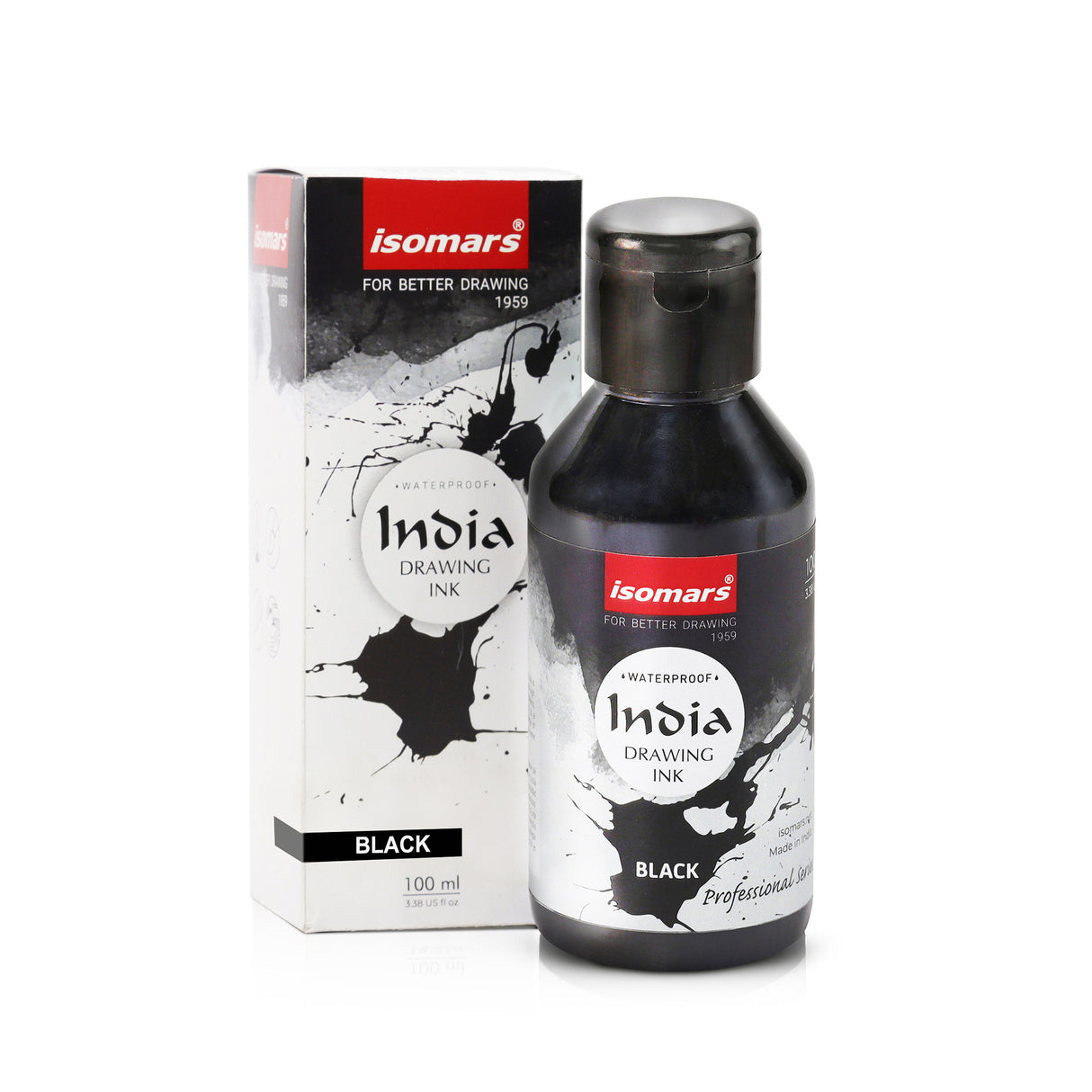 India Waterproof Drawing Ink - 100ML Fadeproof, Non-Toxic, Professional Art Supplies