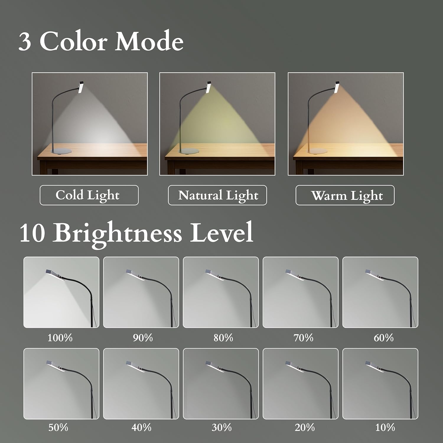 Compact Eye Friendly USB LED Study Lamp with Flexible Gooseneck and Circular Base