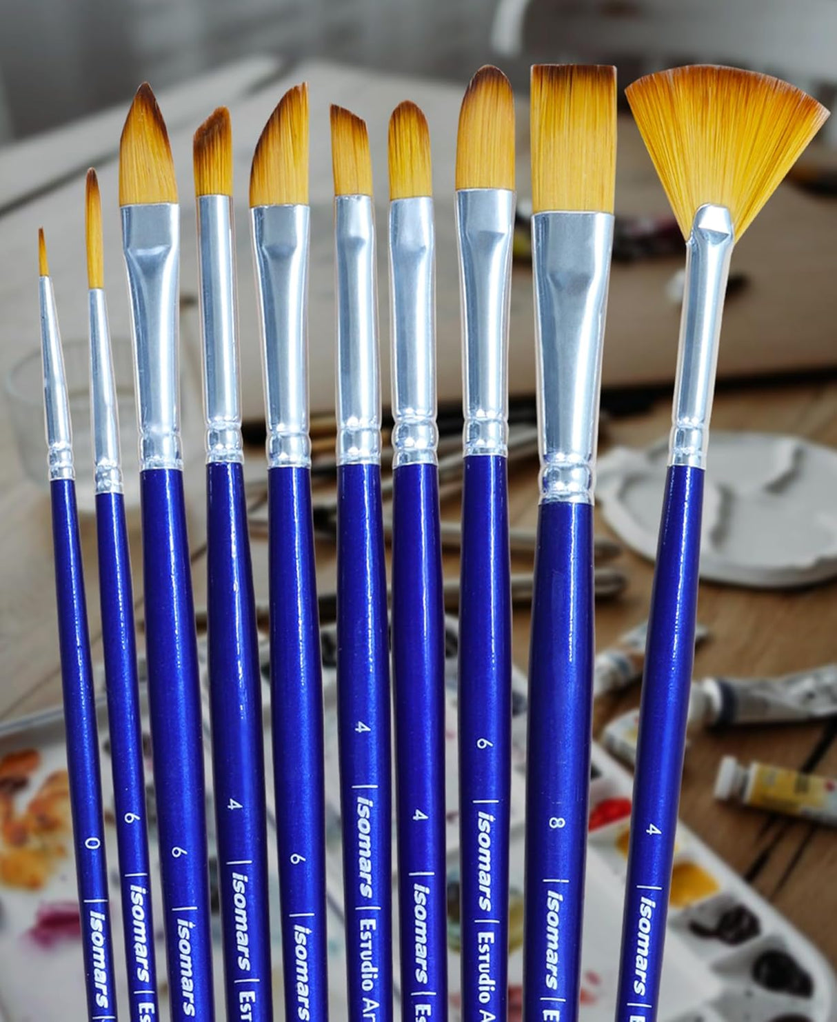 Complete Studio Grade Synthetic Paint Brush Kit by Isomars Estudio for Professional Artwork