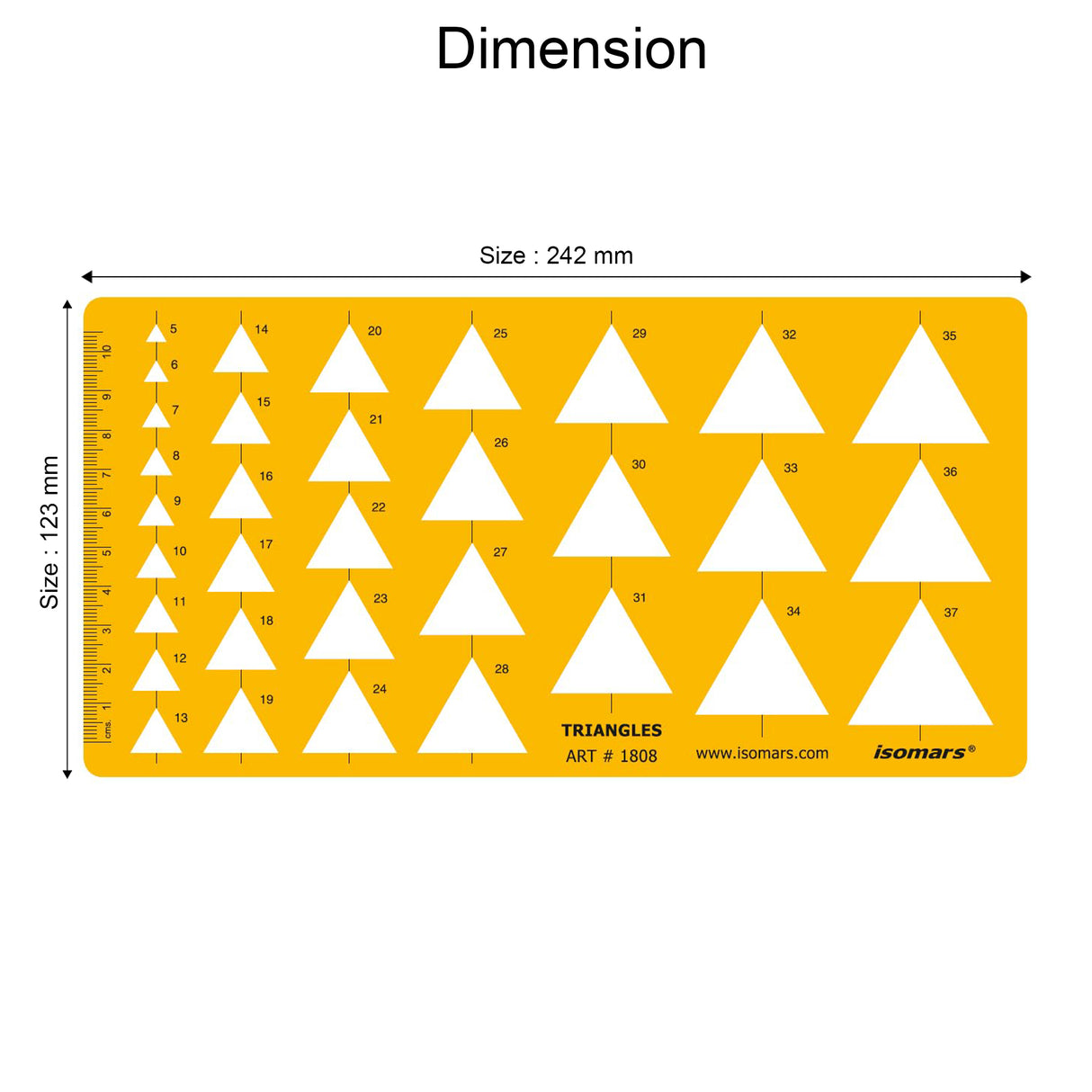 Isomars Triangle Template Drawing Stencil | Precision Geometric Triangle Drafting Template with Multiple Sizes | Technical Drawing Tool for Architects, Engineers, Designers, Artists & Students