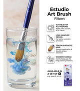 Isomars Estudio Filbert Paint Brush Set of 4 | Professional Synthetic Long Handle Filbert Artist Brushes for Blending, Soft Edges, Curved Strokes & Shading | Acrylic, Watercolor, Oil & Gouache Painting