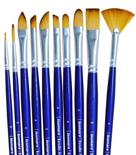 Complete Studio Grade Synthetic Paint Brush Kit by Isomars Estudio for Professional Artwork