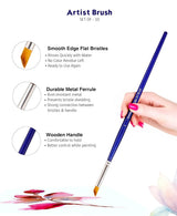 Isomars Estudio Professional Paint Brush Set of 10 | Premium Synthetic Long Handle Artist Brushes Kit for Acrylic, Watercolor, Oil & Gouache Painting | Mixed Flat, Round, Filbert, Fan, Angular, Detail Brushes