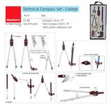 Engineering and Architecture Drafting Compass Set with Divider Extension Bar and Leads