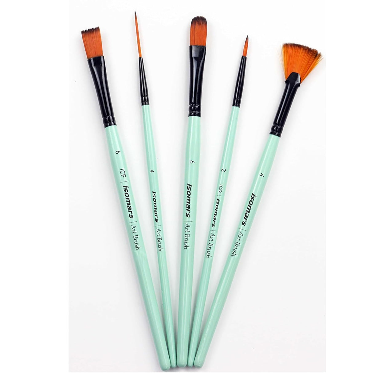 Filbert Fan Round Liner Flat and Round Brush Combo for Acrylic Oil Watercolor