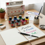 Calligraphy Ink (Set of 10) with FREE Straight and Oblique Holders