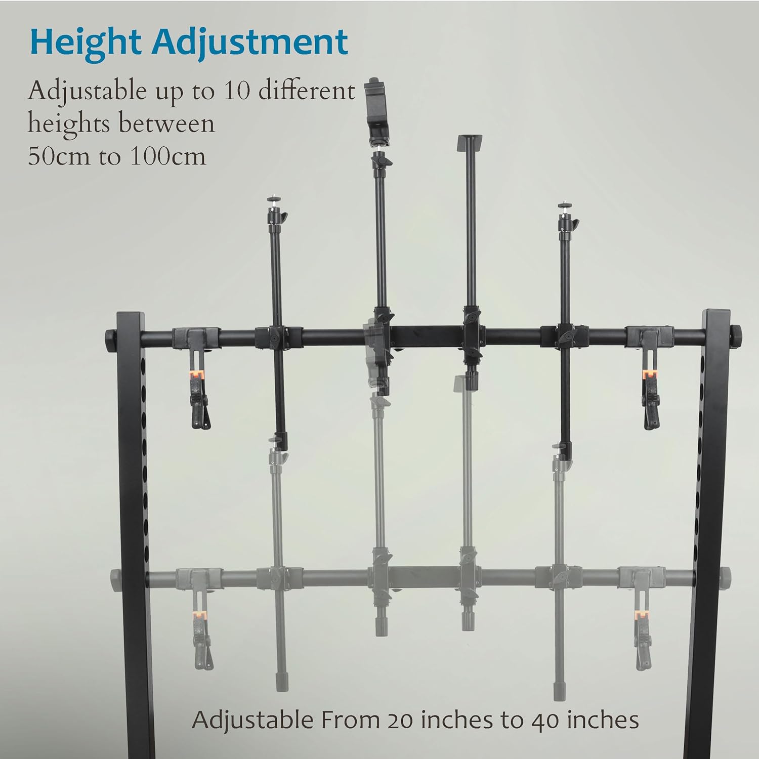 Flat Lay Product Photography Stand with Camera Holder Lights and Background Brackets