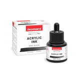 Isomars Acrylic Ink 35ml Deep Black Waterproof Ink with Dropper