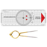 Isomars Marine navigation set with Portland course plotter and brass divider for accurate chart plotting and distance transfer