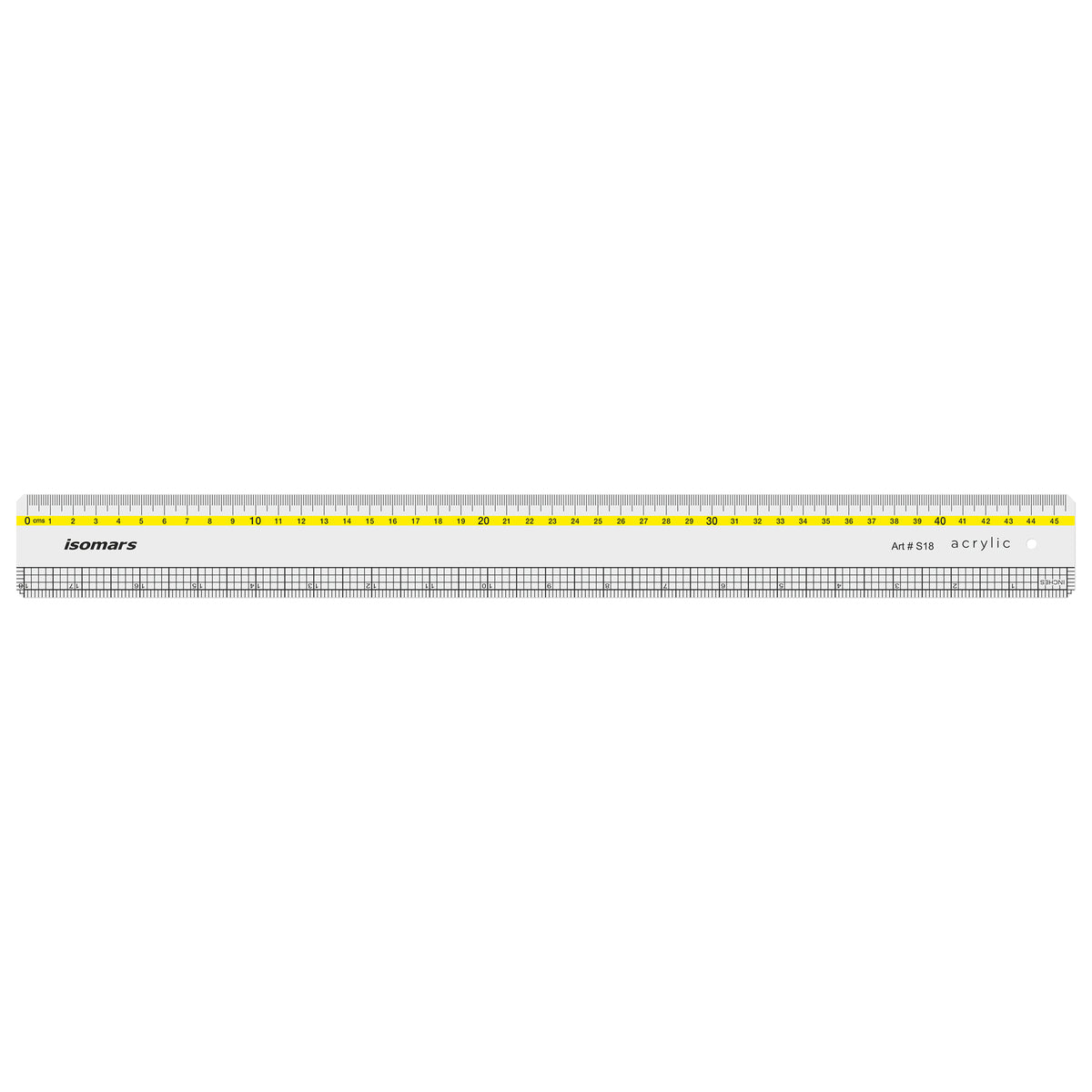 Isomars 18 Inch Acrylic Ruler | Clear Grid Measuring Scale