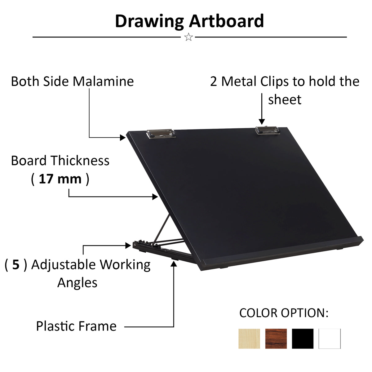 Isomars A1 Drawing Board 25.5 x 35" | Adjustable Angle – Black