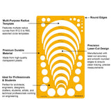 Isomars Circle Radius Template Ruler | Precision Drafting Stencil with Radius Curves R12.5-R60, Circle Templates & Metric Scale | Engineering, Architecture, Technical Drawing & Design Tool (150 x 257 mm)