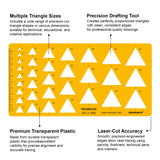 Isomars Triangle Template Drawing Stencil | Precision Geometric Triangle Drafting Template with Multiple Sizes | Technical Drawing Tool for Architects, Engineers, Designers, Artists & Students
