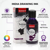 India Waterproof Drawing Ink Voilet 100ml | Permanent Lightfast Artist Ink for Calligraphy, Airbrush, Illustration & Fabric Painting