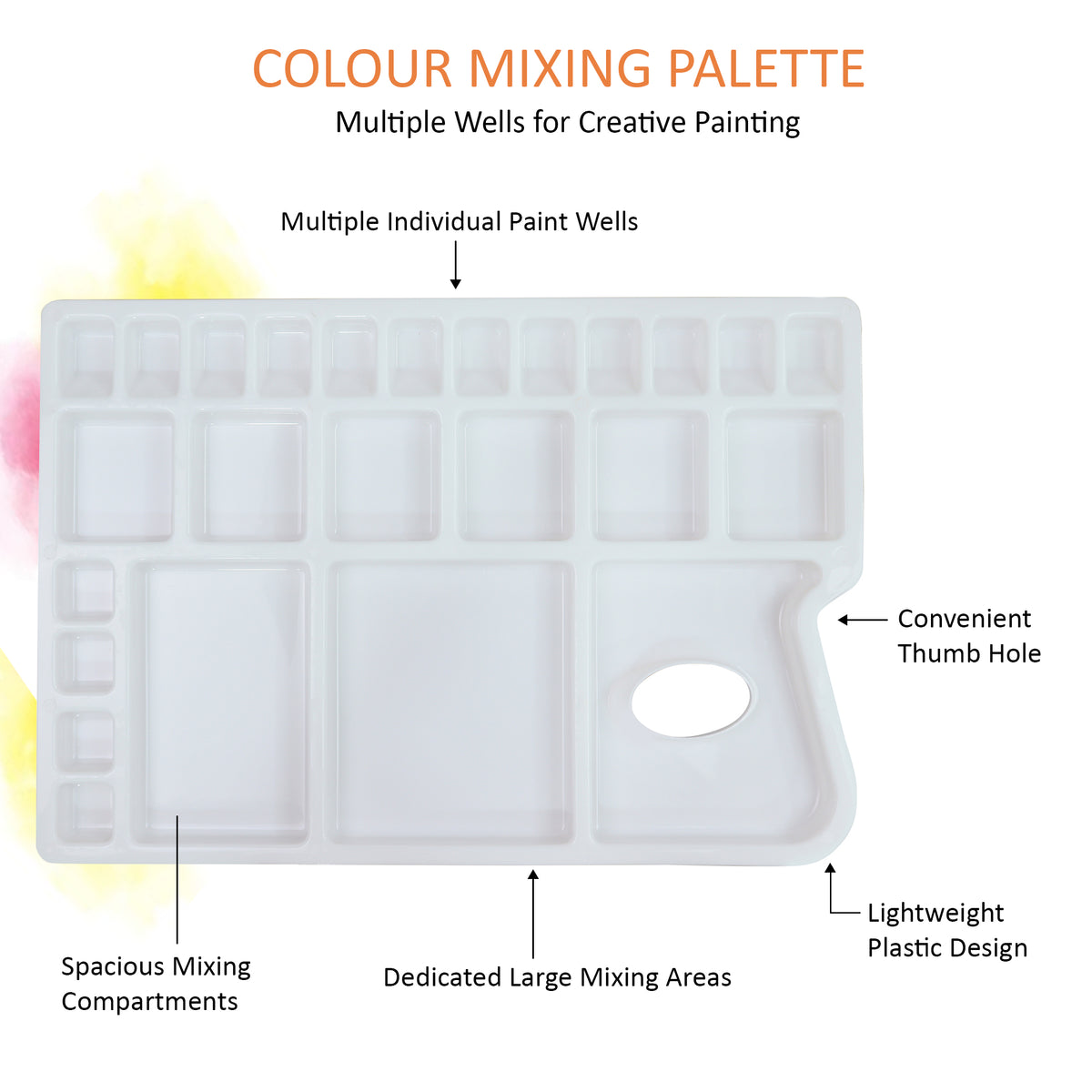 Color Mixing Palette & Round Paint Brushes