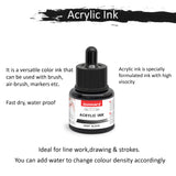 Isomars Acrylic Ink Black Set of 2, 35ml Each with Dropper