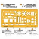 Isomars Designing Templates Combo Set of 8 | Engineering, Architecture & Interior Design Drafting Stencil Kit with General Purpose Template, Furniture, Electrical & Geometric Templates for Drawing & Drafting