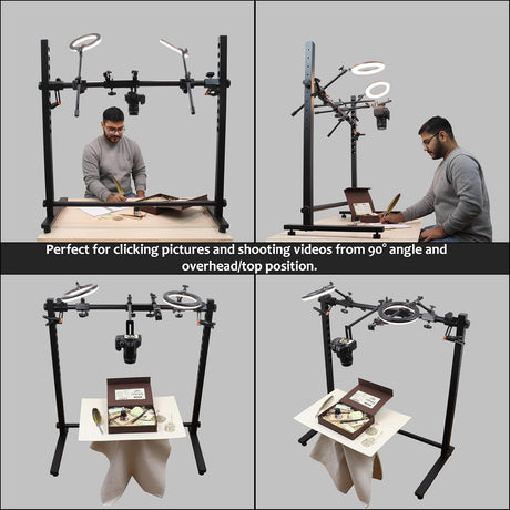 ISOMARS Overhead Mobile Photography Rig with 10 Height Levels Adjustable Frame