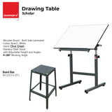 Isomars Scholar Drawing Table with Stool & A1 Double-Sided Laminated Drawing Board | Height Adjustable Drafting Table | 0–180° Tilt for Artists, Architects & Designers(Green)