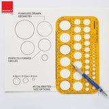 Isomars 45 Circles Drawing Template Stencil | Metric Circle Drafting Template with Built-in Scale | Transparent Plastic Geometry Drawing Tool for Architects, Engineers, Designers, Artists & Students