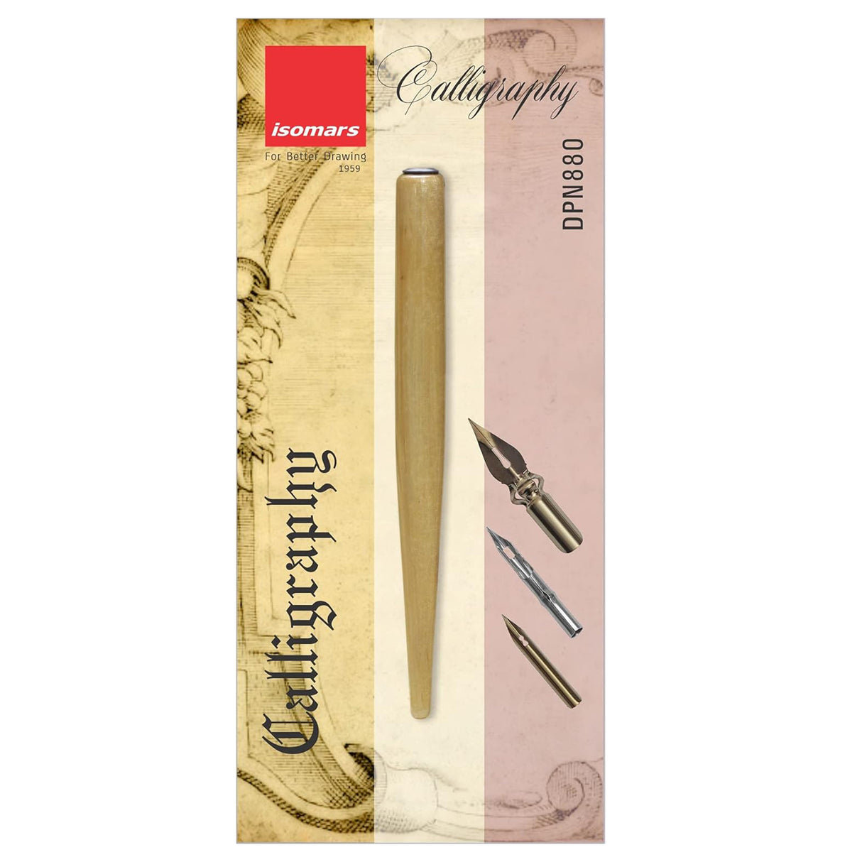 Isomars Wooden Calligraphy Pen Holder with English nib, mapping nib & flex nib for calligraphy, lettering, sketching and artistic writing