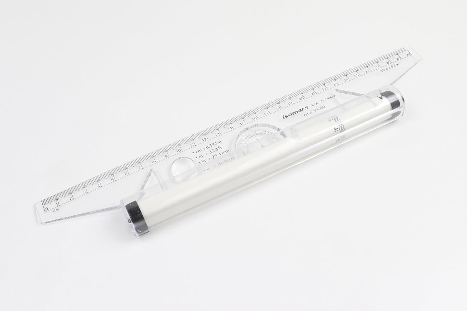 Isomars 12 Inch Geometry Rolling Ruler for Technical Drawing and Drafting