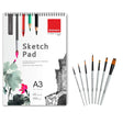 Isomars A3 Sketch Pad with Professional Paint Brush Set of 7 for Artists
