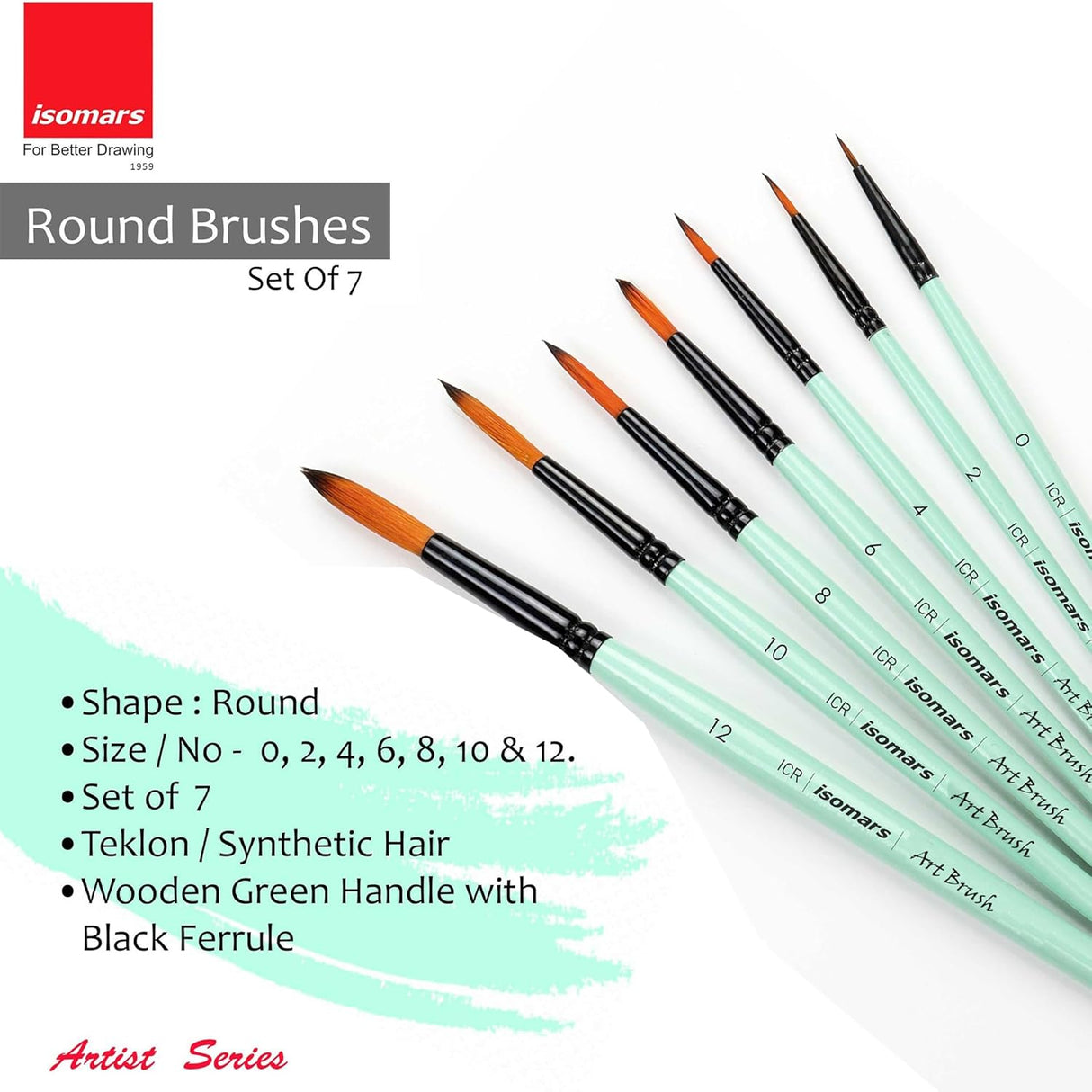 Isomars Artist Detailing Brush Kit with Wooden Handles and Synthetic Hair