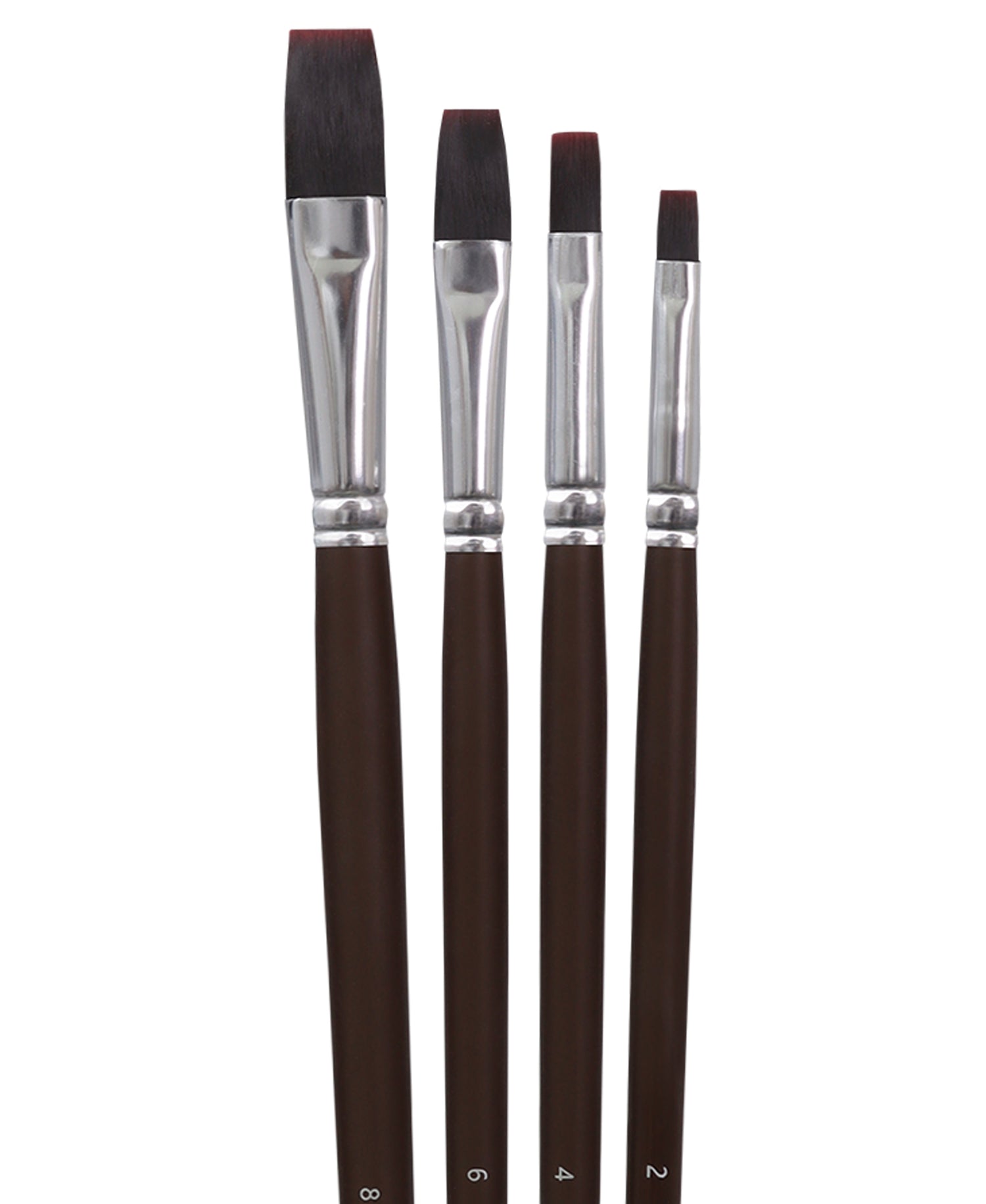 Isomars Extra Long Handle Flat Paint Brush Set Of 4 For Acrylic And Watercolor Painting