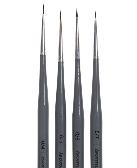 Isomars Fineline Micro Spotter Brush Set Of 4 For Miniature Art And Fine Detailing