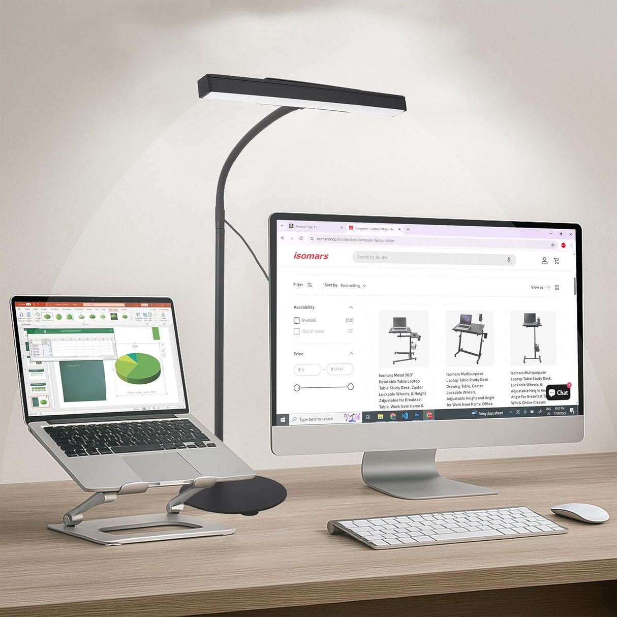 Isomars LED Desk Lamp for Computer Monitor and Laptop 12 Inch Round Base