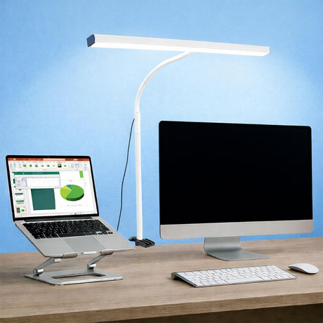 Isomars LED Desk Lamp for Computer Monitor and Laptop with Clamp 24 Inch White