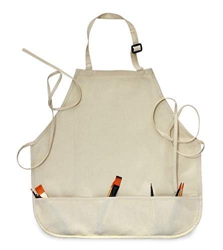 Isomars Painter’s Apron Grey Natural Canvas Art Apron with 3 Pockets