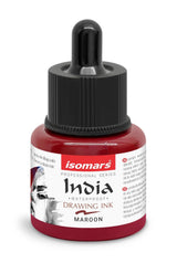 Isomars Permanent Waterproof Maroon Artist Ink with Precision Dropper