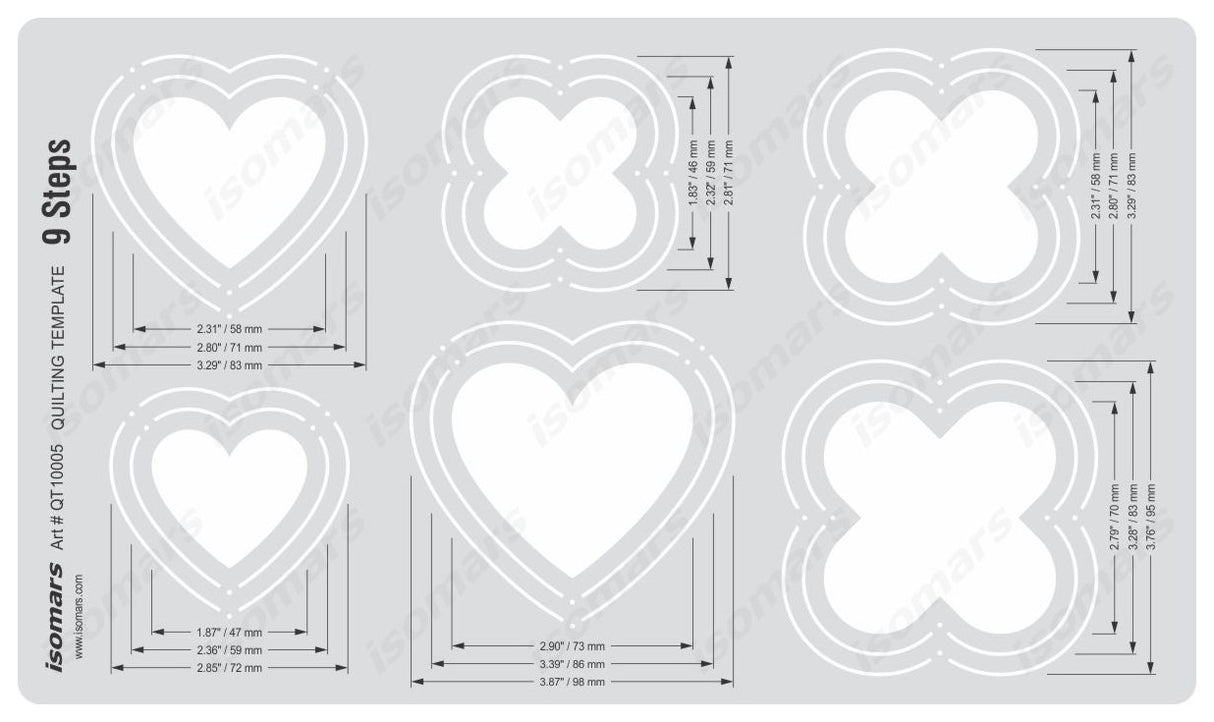 Isomars Plastic Quilting Template 9 Steps for Graduated Stitching Designs