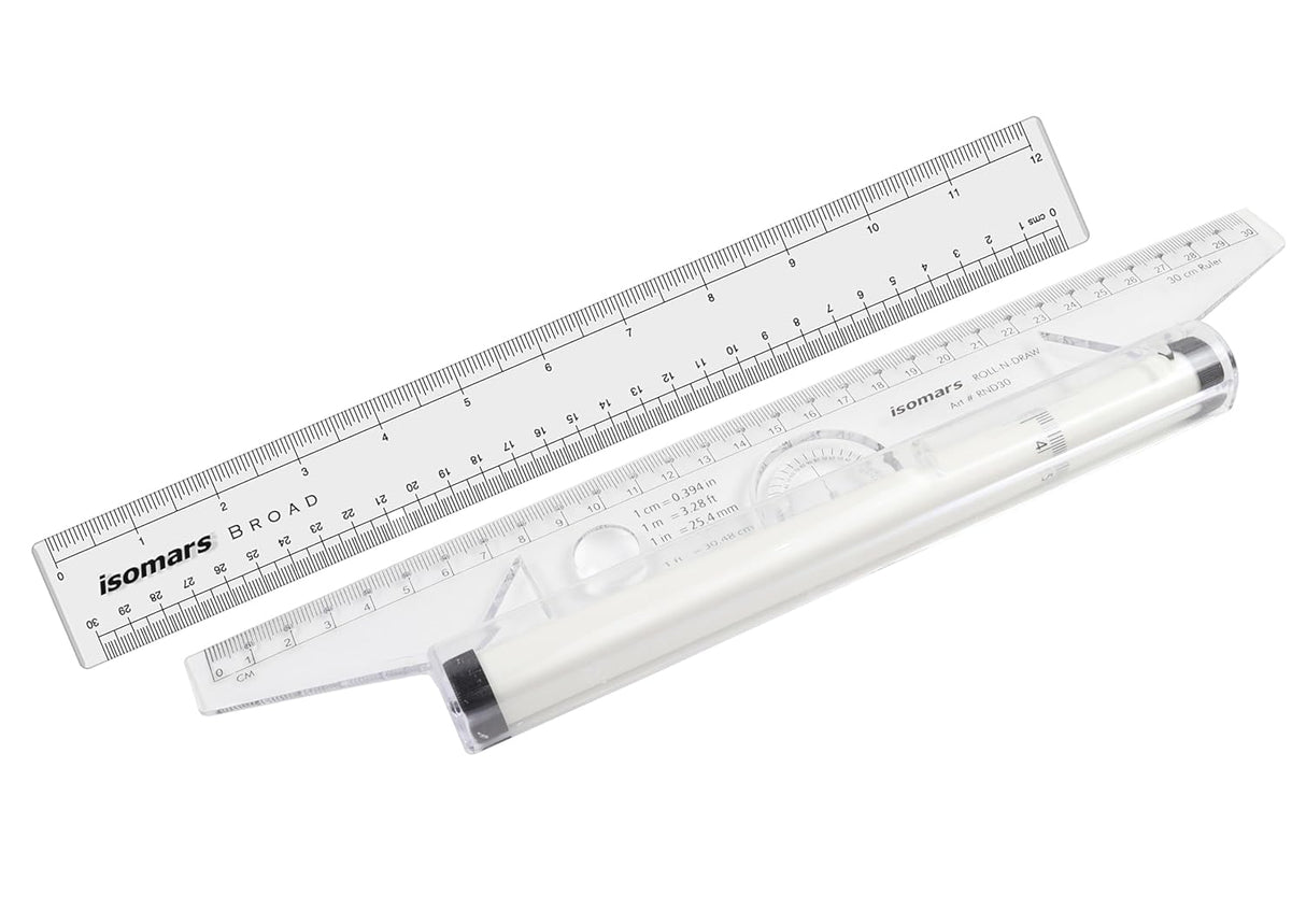 Isomars Rolling Ruler with 12 Inch Scale Multifunction Drafting Tool